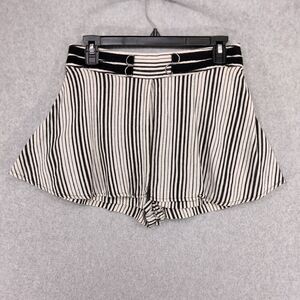 Free People Shorts Womens Size 2 Linen Blend Flowy Black White Striped Zip Back
